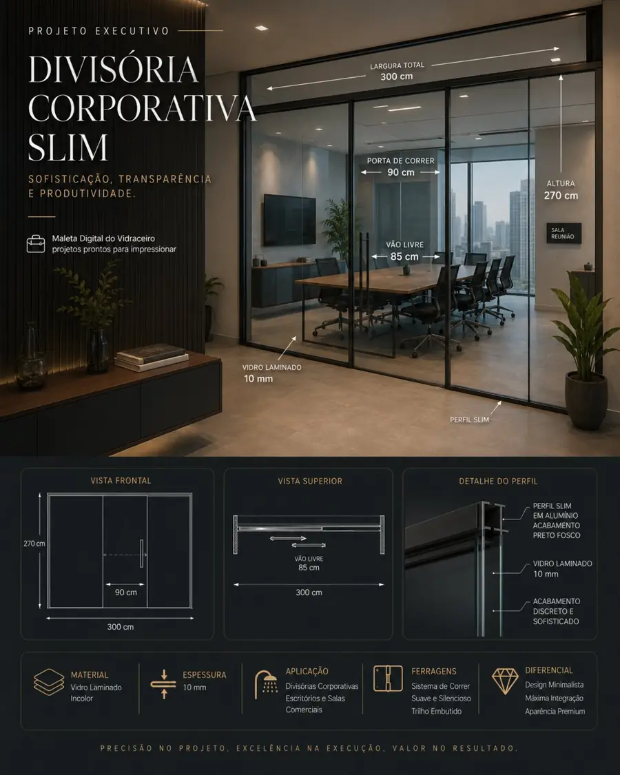 Projeto executivo Divisória Corporativa Slim