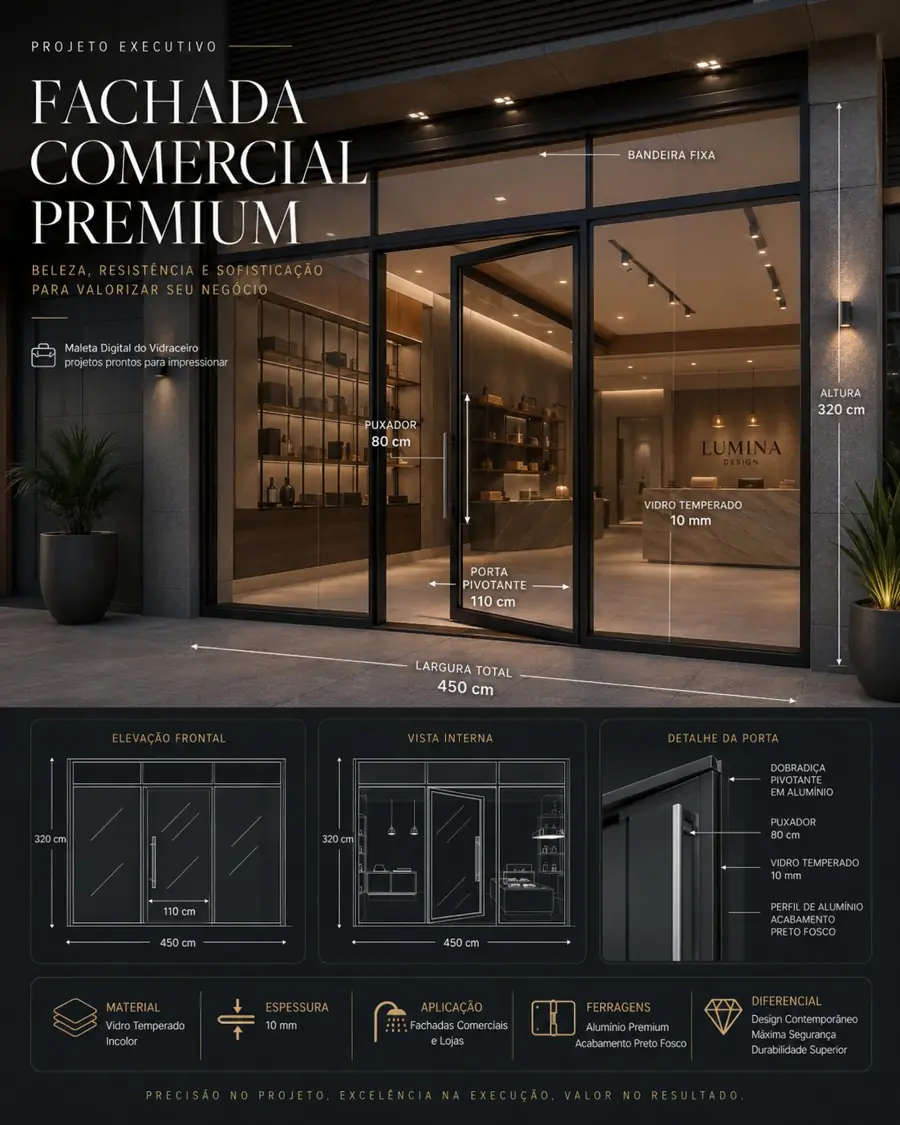 Projeto executivo Fachada Comercial Premium